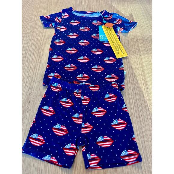 NEW Posh Peanut Stars & Flag 2 piece Pajamas size 2T - Picture 1 of 3